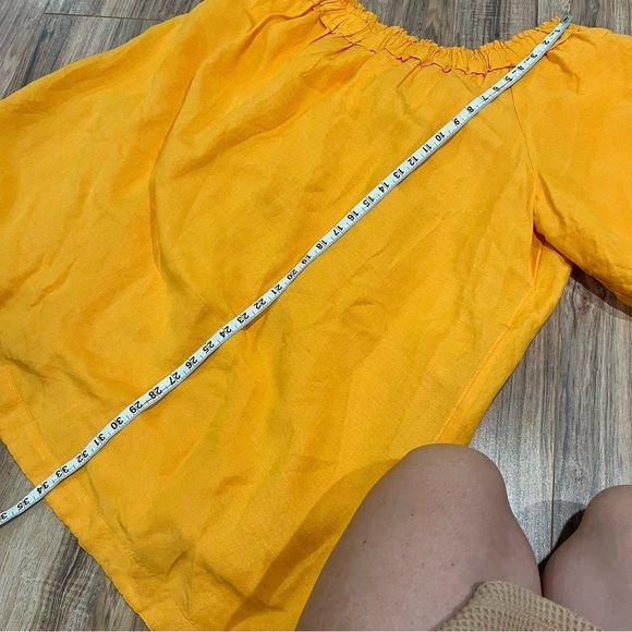 By Anthropologie One-Shoulder Waistless Mini Dress Linen Blend Mango Orange - Picture 6 of 9